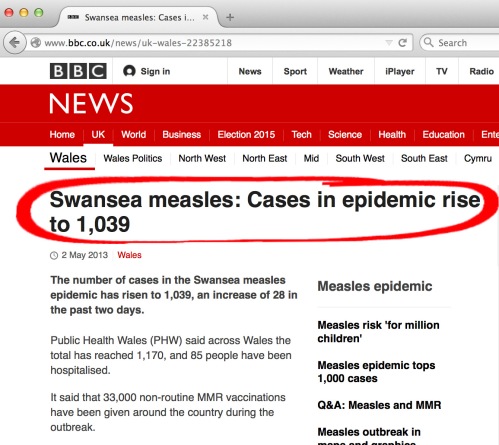 Ambigious measles case numbers given by BBC Wales