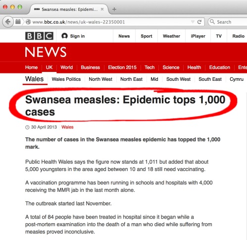 More ambigious and potentially misleading measles figures by BBC Wales